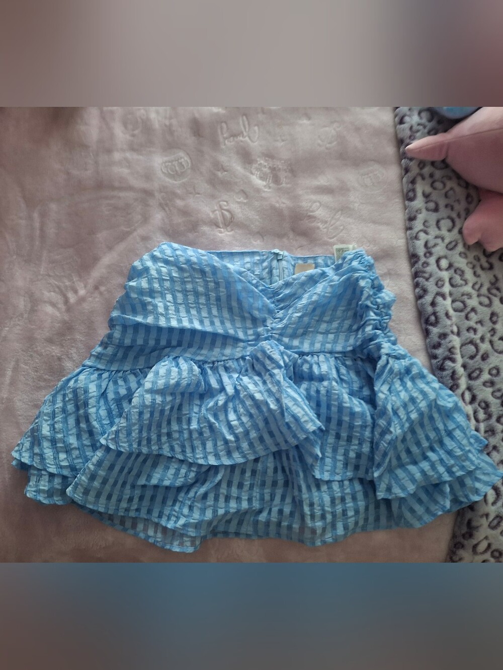 H&M Blue Striped Ruffle Mini Skirt